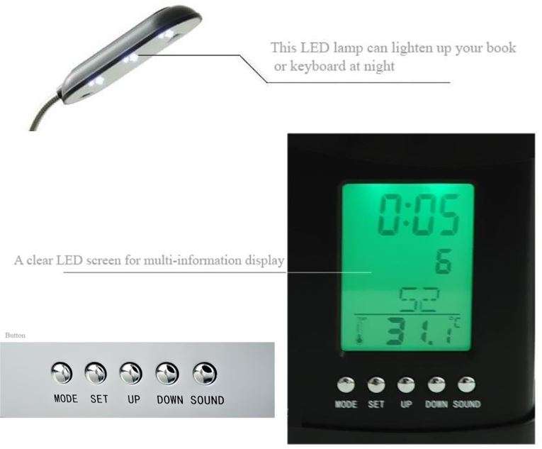 USB Desktop Aquarium, Water Recirculates to provide Oxygen, LED Light, LCD Display,Stationary Holder