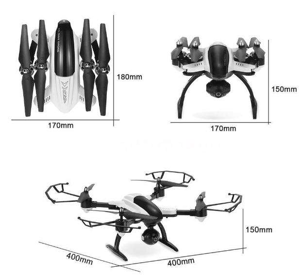 RC Foldable Camera Drone, FPV, 6-Axis, 2.4G, 4CH, Wi-Fi, USB, LED Lights, Real Aerial