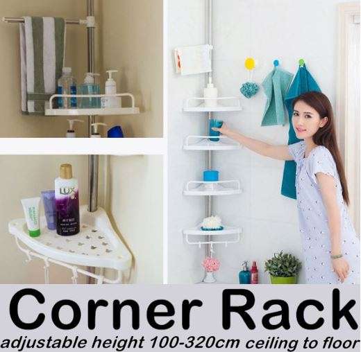 Self-Adhesive Corner Shelf - Adjustable Height, No Screws, No Nails - Sit it up Anywhere!