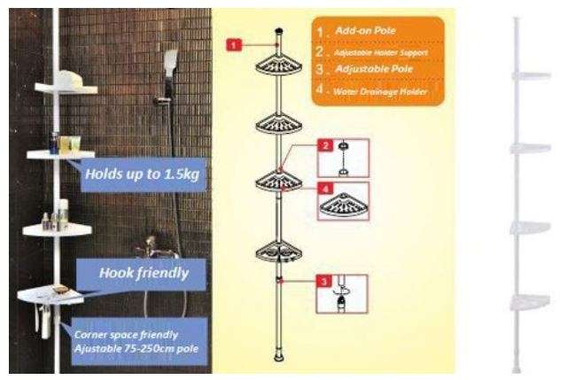 Self-Adhesive Corner Shelf - Adjustable Height, No Screws, No Nails - Sit it up Anywhere!