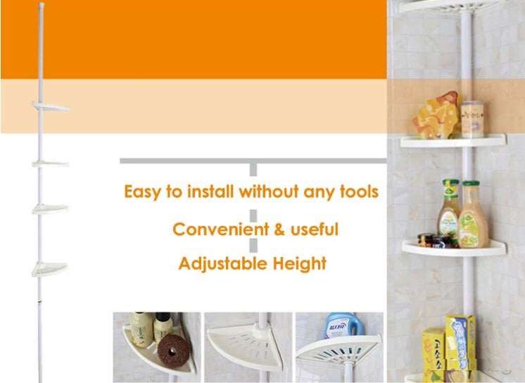 Self-Adhesive Corner Shelf - Adjustable Height, No Screws, No Nails - Sit it up Anywhere!