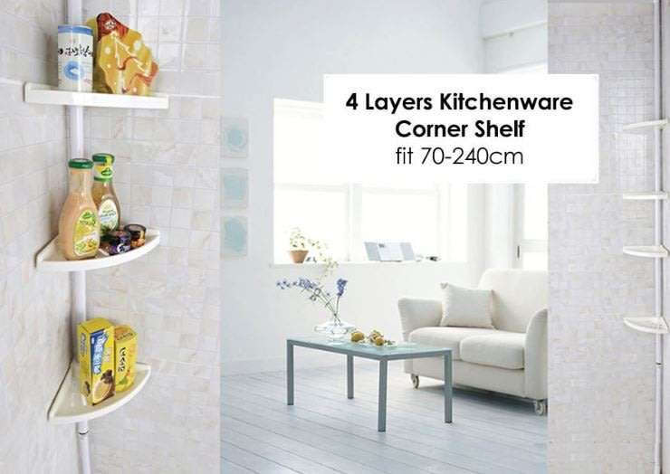 Self-Adhesive Corner Shelf - Adjustable Height, No Screws, No Nails - Sit it up Anywhere!