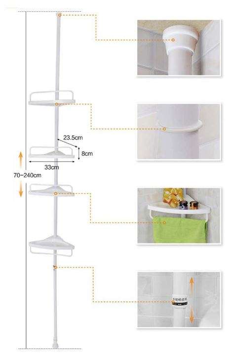 Self-Adhesive Corner Shelf - Adjustable Height, No Screws, No Nails - Sit it up Anywhere!