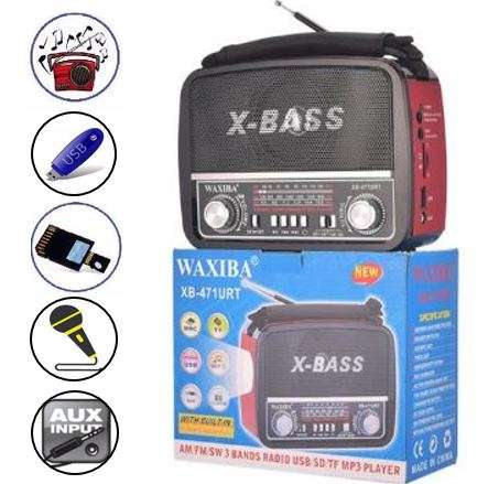 SD/USB/TF MP3 Player - AM/FM Radio, Build in X-Bass Speaker, Flash Light & Rechargeable Battery