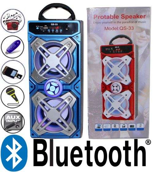 Bluetooth Multimedia Dual Sub-woofer Speaker With USB / SD / AUX / FM Radio & Microphone Jack