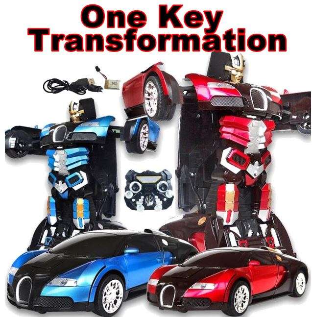 Large Buggati Remote Control TRANSFORMER Robot Car, Transforms in 1 Button - With Music & Lights