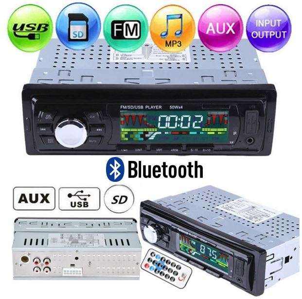 LED Bluetooth MP3 Car Radio & Remote - Supports USB, SD Card, Hands-free Calls, AUX, 5V Charging...