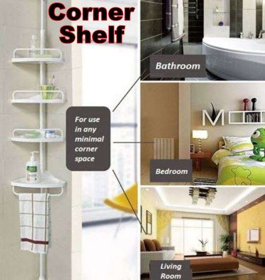 Self-Adhesive Corner Shelf - Adjustable Height, No Screws, No Nails - Sit it up Anywhere!