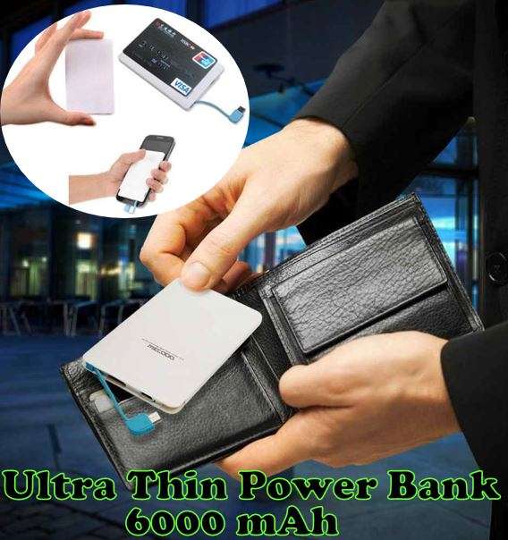 Ultra Thin 6000 mAh Power Bank for Charging of Android Devices