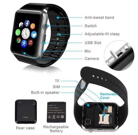 Professional Smart Watch - Support SIM CARD, Bluetooth, Sleep Monitor, SD Card, Pedometer etc.