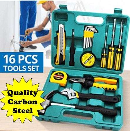 16 Piece High Quality Carbon Steel Combination Tool Set - Compact in a Case