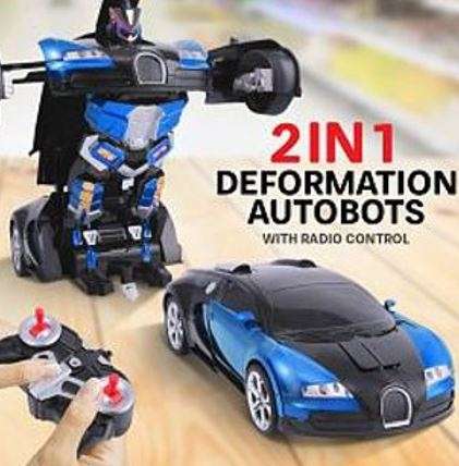 Large Buggati Remote Control TRANSFORMER Robot Car, Transforms in 1 Button - With Music & Lights