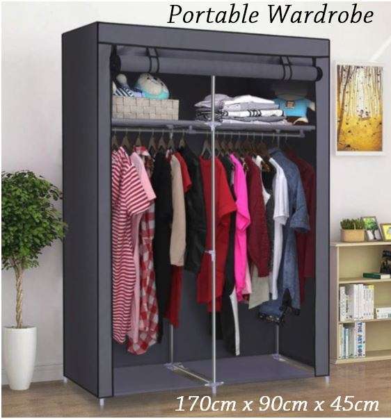 Double Portable & Foldable Canvas Wardrobe - Great Storage Unit for Anything or Any Place