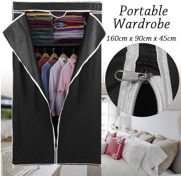 Double Portable & Foldable Canvas Wardrobe - Great Storage Unit for Anything or Any Place