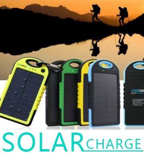 SOLAR Powerbank 5000mAh with 2 USB Ports for Charging of Electronic Devices, Phones & Lights
