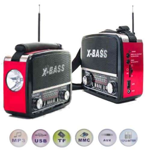 SD/USB/TF MP3 Player - AM/FM Radio, Build in X-Bass Speaker, Flash Light & Rechargeable Battery