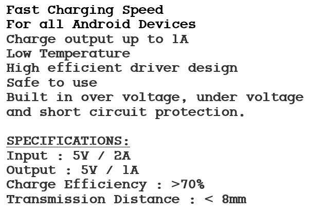 Fantasy Wireless Charger For All Qi Certified Android Devices - Fast Charging Speed