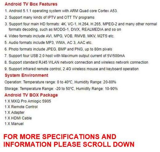 Android 5.1 TV BOX - MXQ-4K, Quad Core, HDMI - Turns Your TV Into a Smart Media Center