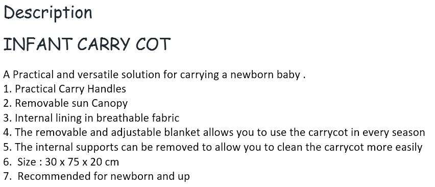 Infant Carry Cot - A Practical and Versatile Solution for Carrying Your Newborn Baby