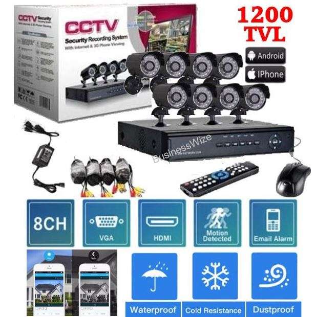 8 Channel CCTV Security Kit With Network Access, Real Time Recording, Day & Night Surveilance....
