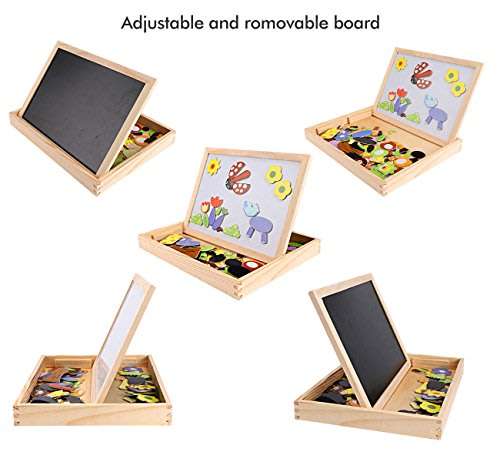 Alphabet Letter & Animal Magnetic Whiteboard & Chalkboard Set In a Wooden Box