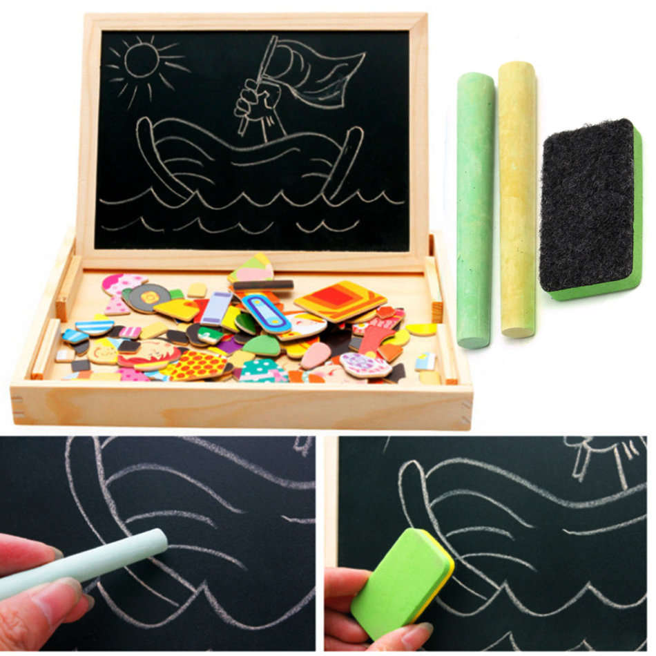 Alphabet Letter & Animal Magnetic Whiteboard & Chalkboard Set In a Wooden Box