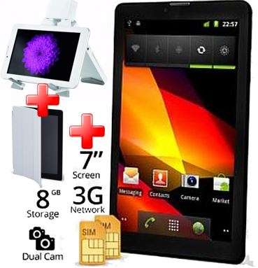 7" DEMO Android Tablet Smartphone, 3G, 8GB, Dual Sim WITH SPEAKER STAND & COVER CASE