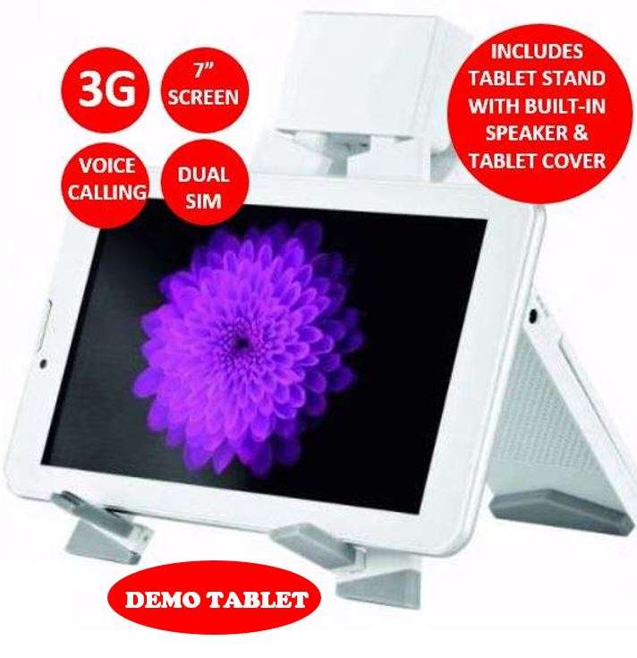 7" DEMO Android Tablet Smartphone, 3G, 8GB, Dual Sim WITH SPEAKER STAND & COVER CASE