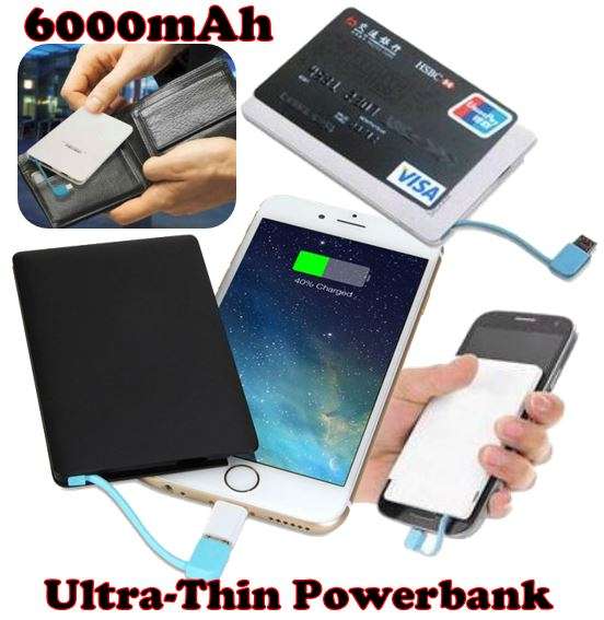 Ultra Thin 6000 mAh Power Bank for Charging of Android Devices