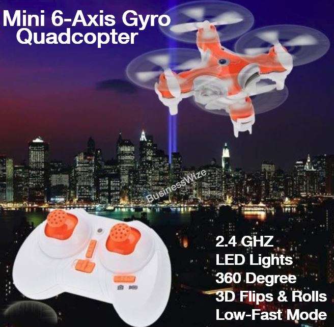 2.4GHZ 6 Axis Mini Remote Control Quadcopter 360° Rotation, LED Lights, 3D Stunts