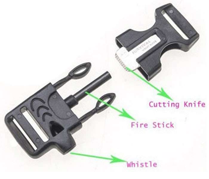 Outdoor Survival Wrist Watch with Compass, Whistle, Flint, Fire Starter Thermometer & Para cord Rope