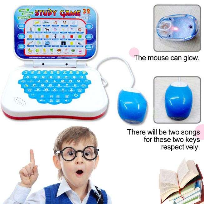 Foldable Educational Learning Laptop for Children Comes With Mouse, Music and Lights