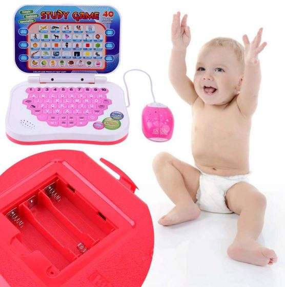 Foldable Educational Learning Laptop for Children Comes With Mouse, Music and Lights