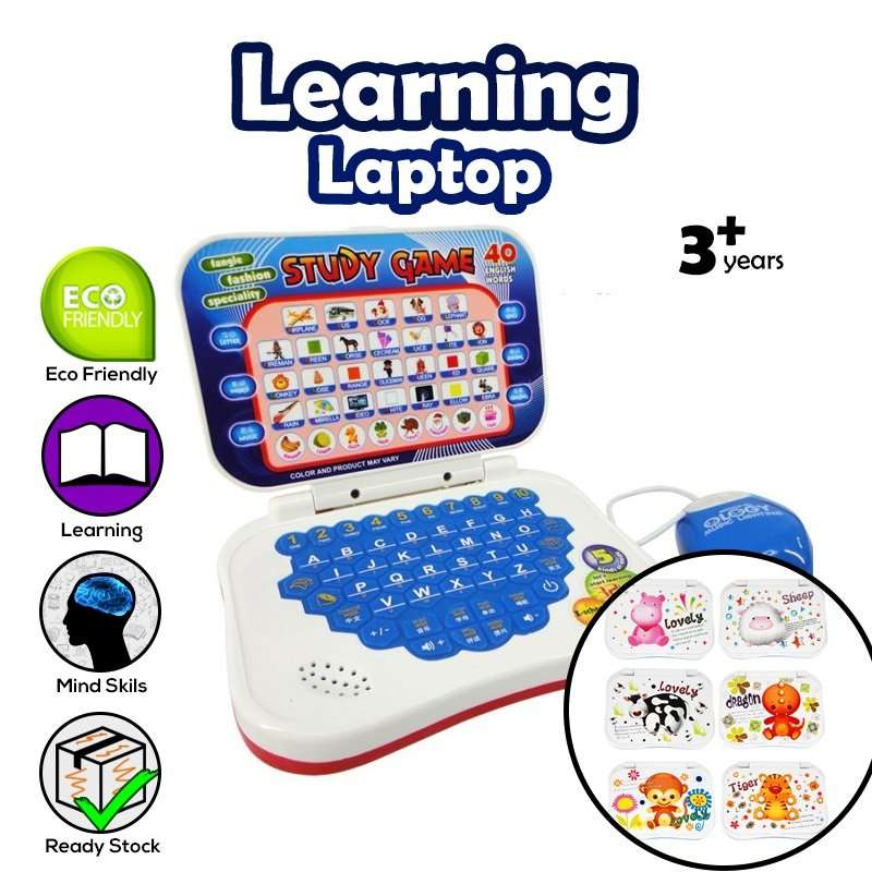 Foldable Educational Learning Laptop for Children Comes With Mouse, Music and Lights