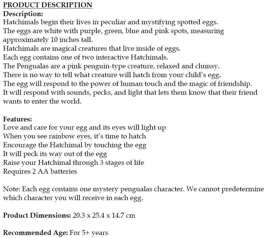 Large Hatchimal Egg - Care for your Hatchimal and he will became alive and your friend