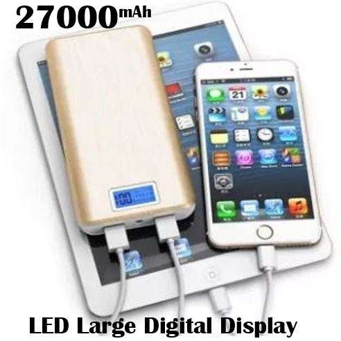 27 000mAh Power Bank for Charging of Electronic Devices, LED Digital Screen & Flashlight