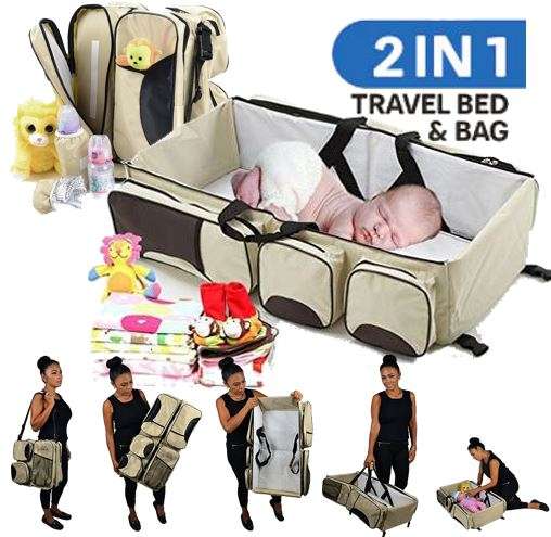 2 in 1 Baby Travel Bed and Bag - Soft, Comfortable, Easy, Simple from Bag to Bed & Changing Station