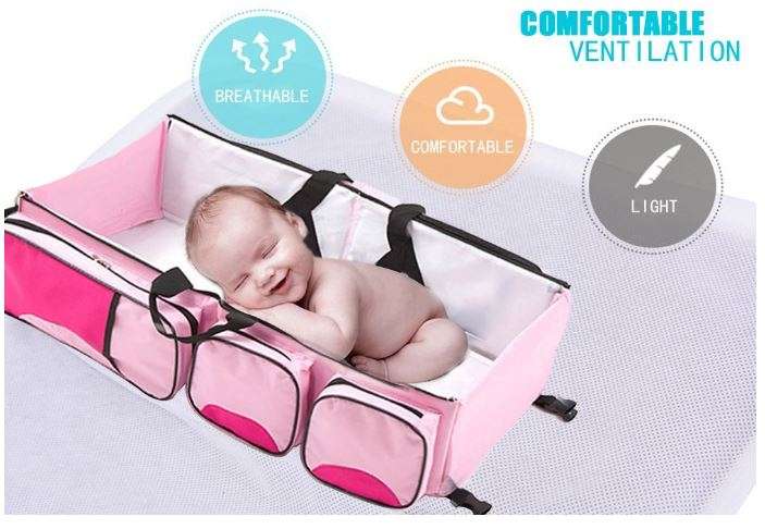 2 in 1 Baby Travel Bed and Bag - Soft, Comfortable, Easy, Simple from Bag to Bed & Changing Station