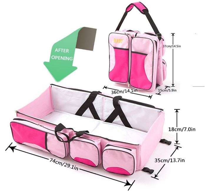 2 in 1 Baby Travel Bed and Bag - Soft, Comfortable, Easy, Simple from Bag to Bed & Changing Station