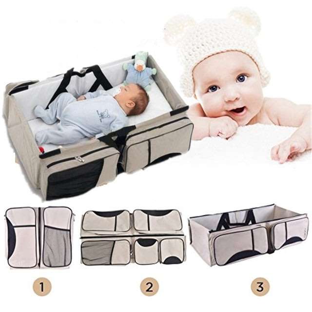 2 in 1 Baby Travel Bed and Bag - Soft, Comfortable, Easy, Simple from Bag to Bed & Changing Station
