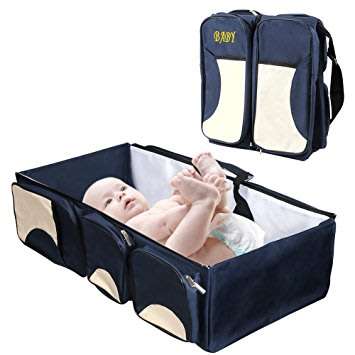 2 in 1 Baby Travel Bed and Bag - Soft, Comfortable, Easy, Simple from Bag to Bed & Changing Station