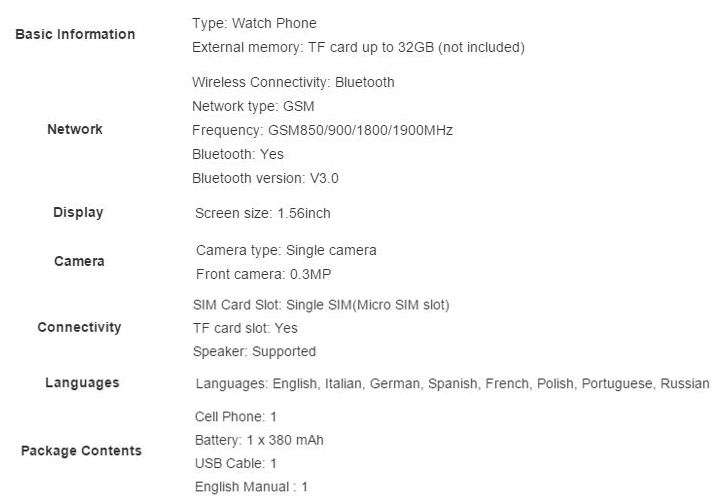 Smart Watch Phone -  SIM CARD, Bluetooth, Camera, Sleep Monitor, SD Card, MP3 etc. - Silver