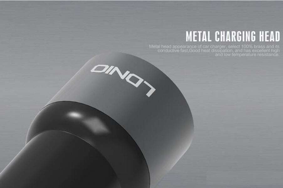 Original LED Ldnio C303 Car Charger with Dual USB 5V/3.6A Quick Charge Full Metal For IOS or Android