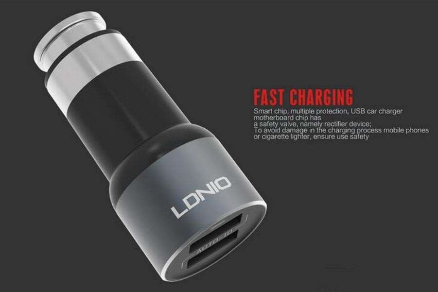Original LED Ldnio C303 Car Charger with Dual USB 5V/3.6A Quick Charge Full Metal For IOS or Android