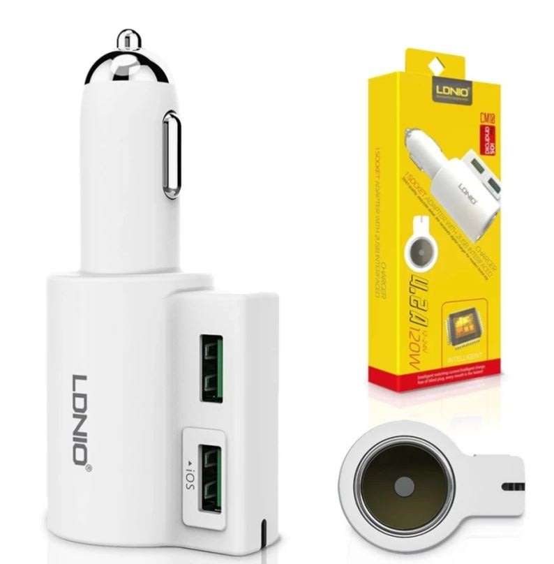 LDNIO 4.2 Dual USB Interface and 1 Socket Adapter Car Charger For IOS and Android