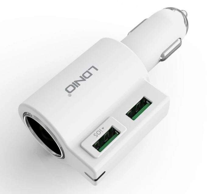 LDNIO 4.2 Dual USB Interface and 1 Socket Adapter Car Charger For IOS and Android