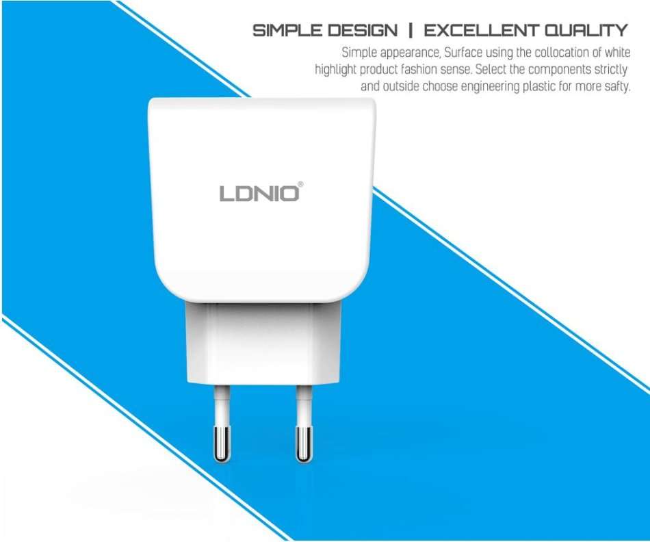 High Quality LDNIO Dual USB Current Protection Output 5V-2.1A Travel Charger for IOS