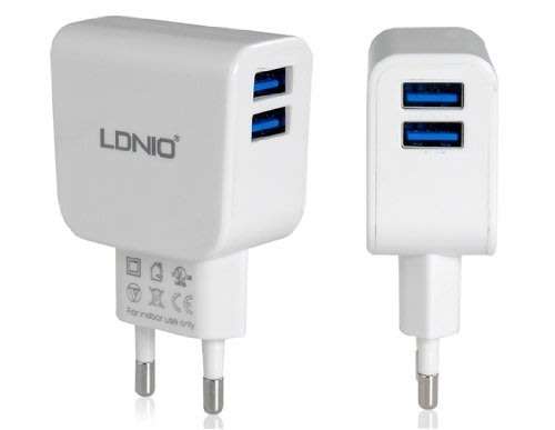 High Quality LDNIO Dual USB Current Protection Output 5V-2.1A Travel Charger for IOS