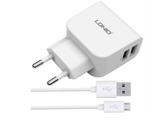 High Quality LDNIO Dual USB Current Protection Output 5V-2.1A Travel Charger for IOS