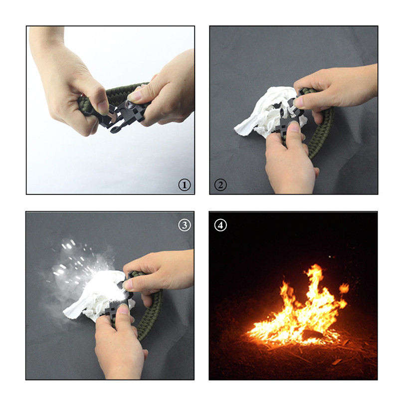 Outdoor Survival Wrist Watch with Compass, Whistle, Flint, Fire Starter Thermometer & Para cord Rope